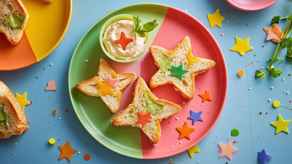 Star Shaped Toddler Sandwich With Dip.