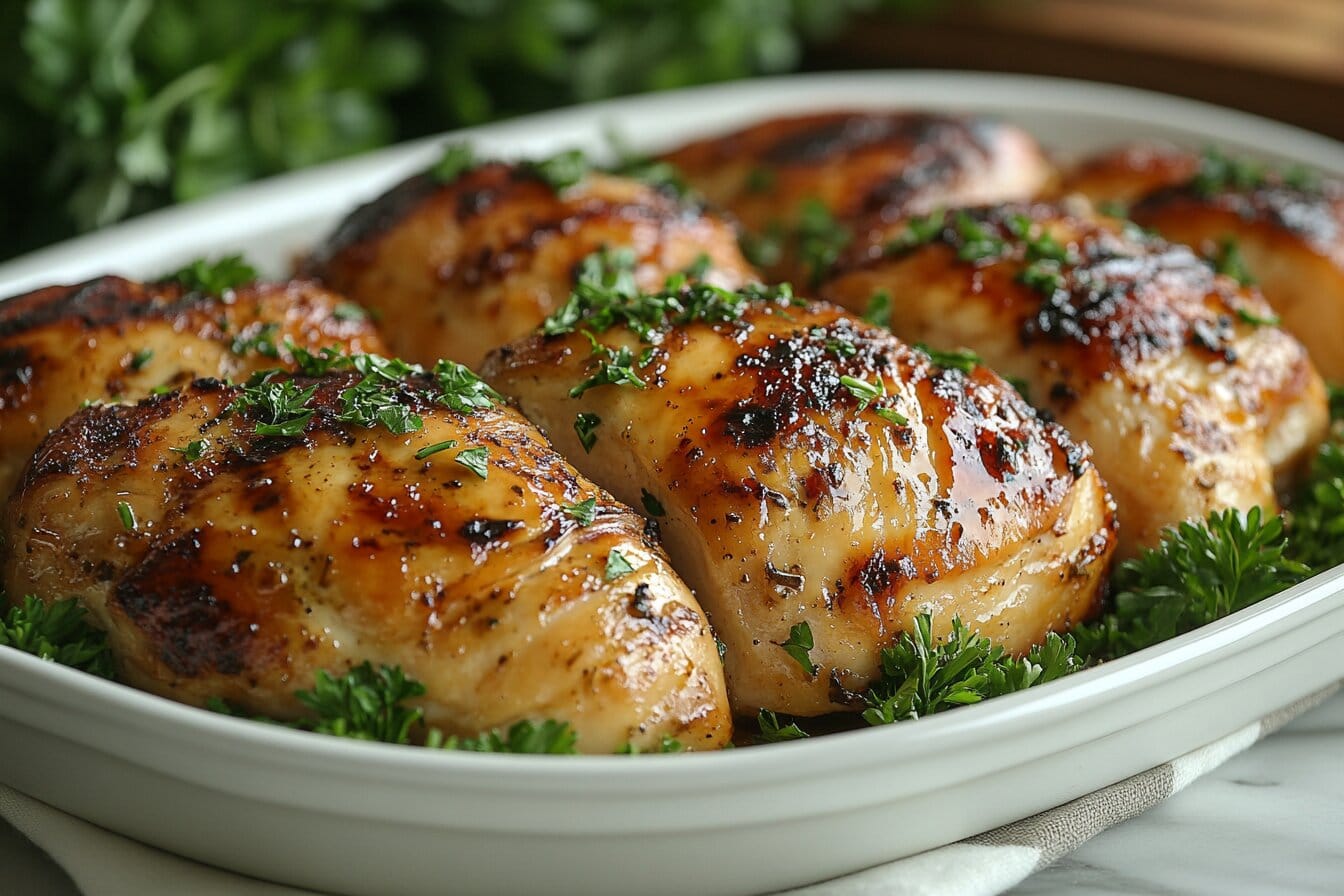 A comparison of boiled and baked chicken on a plate.