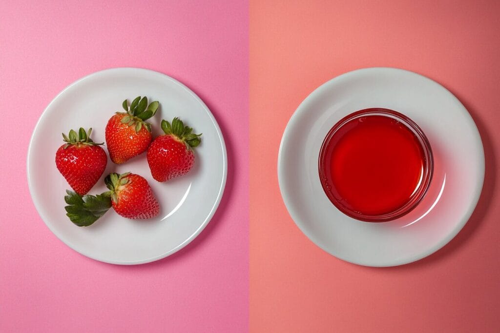 Nutritional comparison of strawberry puree and syrup