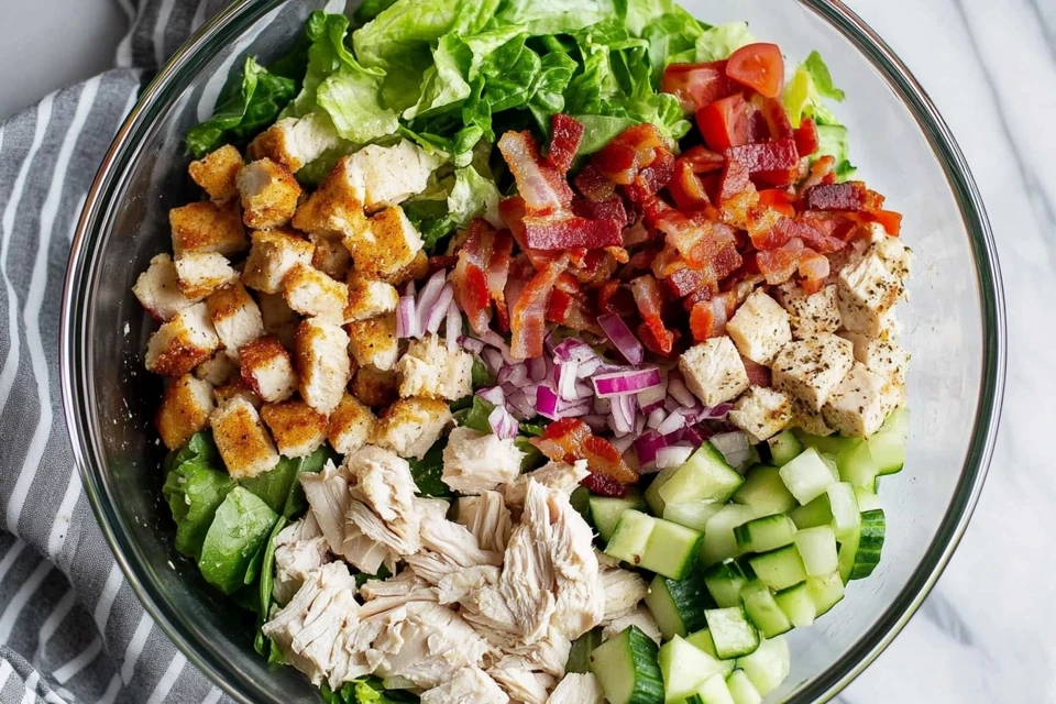 Fresh Ingredients For Chicken Bacon Ranch Salad