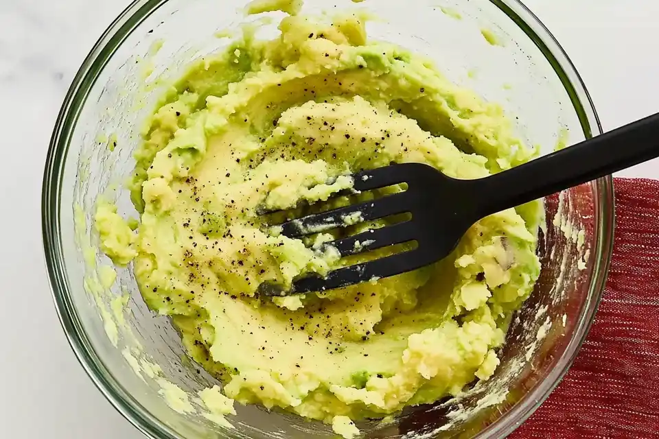 Glass Bowl Filled With Freshly Mashed Avocado