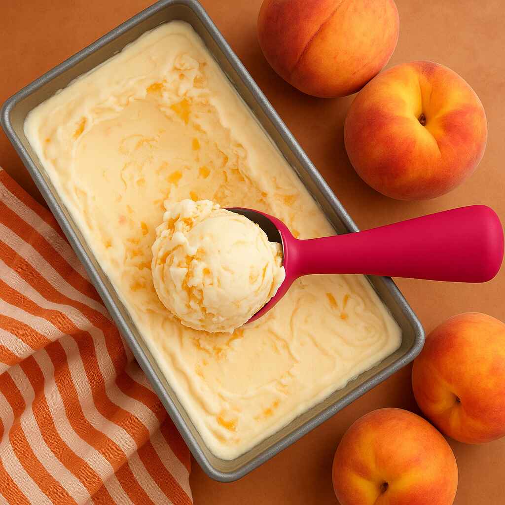 Creamy Homemade Peach Frozen Yogurt In A Pan