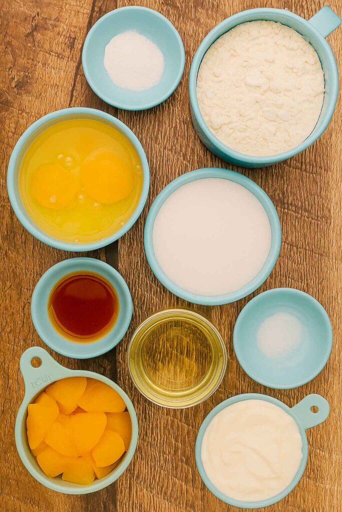 Southern Peach Bread Ingredients Flat Lay