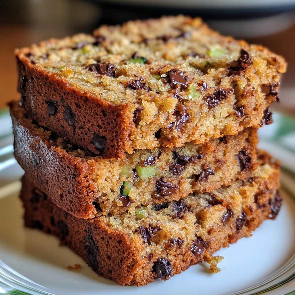 Chocolate chip zucchini bread slices
