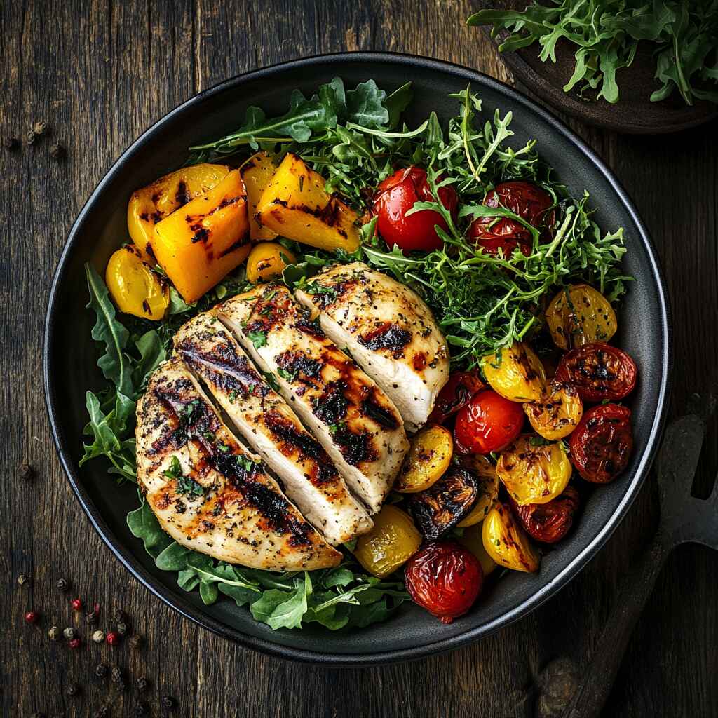 High protein low calorie meal with grilled chicken