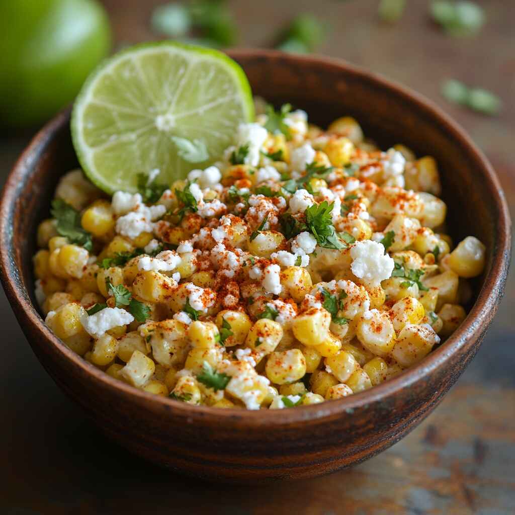 Mexican corn salad variation with lime and chili