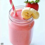 Strawberry Banana Smoothie In A Mason Jar