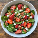Fresh 15-minute strawberry spinach salad with feta and pecans