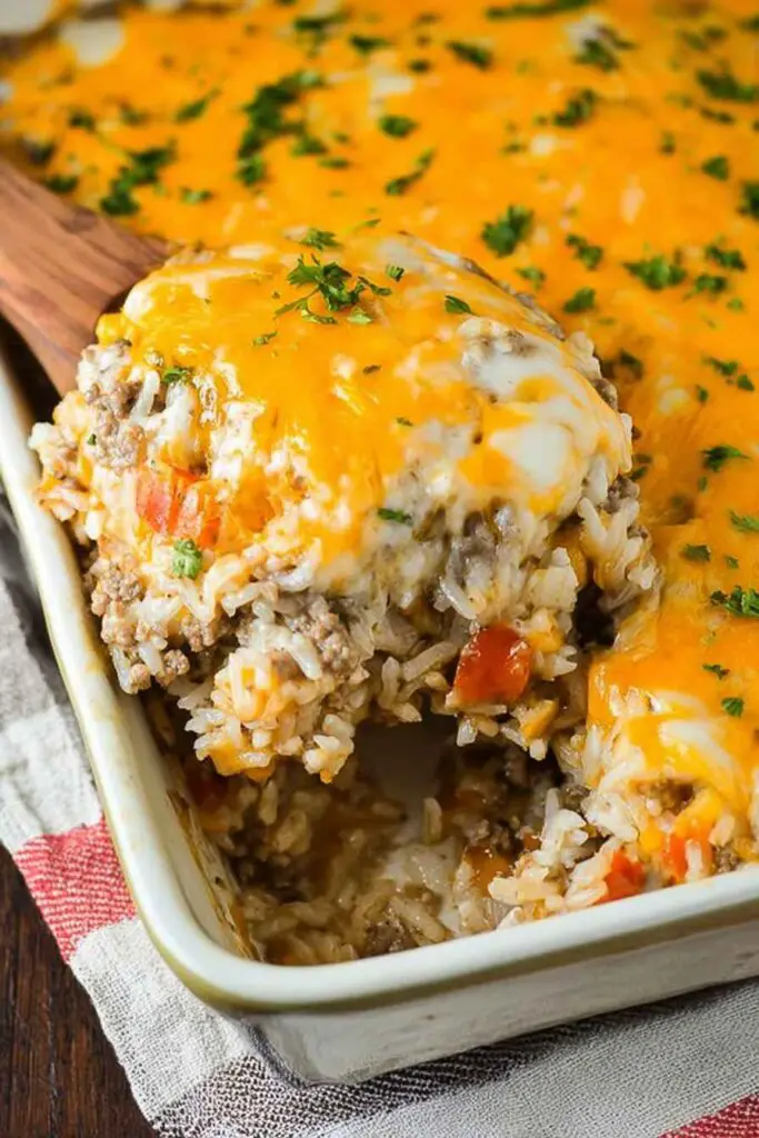 Cheesy Ground Beef And Rice Casserole V1