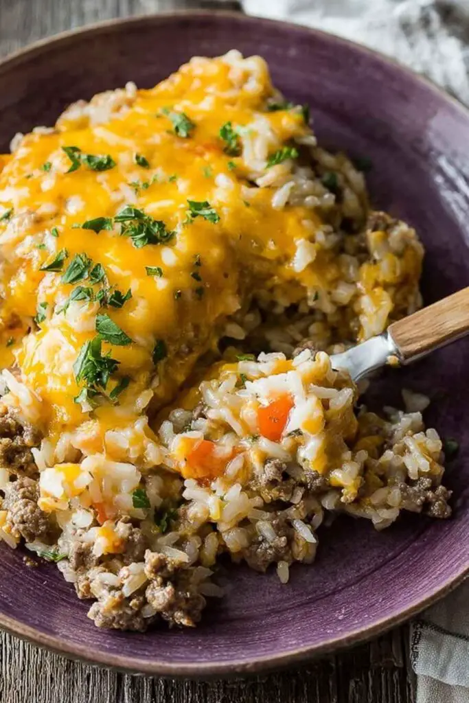 Cheesy Ground Beef And Rice Casserole V3