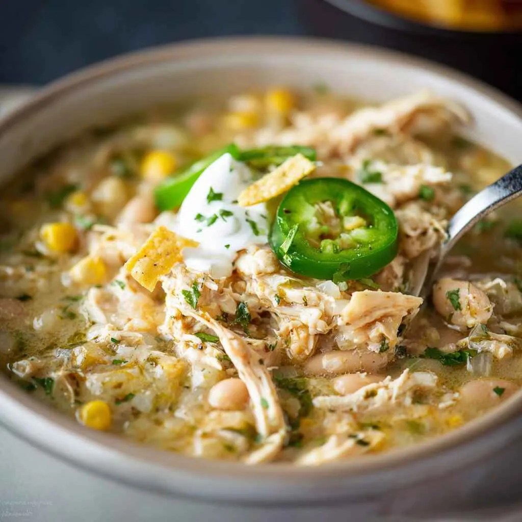 Slow Cooker Creamy White Chicken Chili Featured
