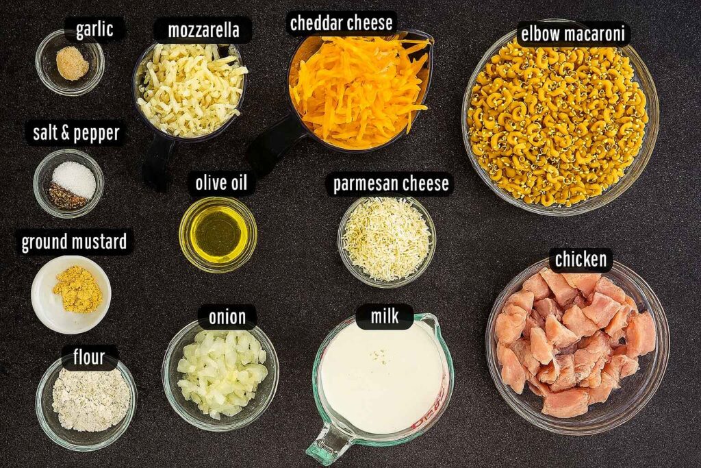 chicken and mac and cheese ingredients .