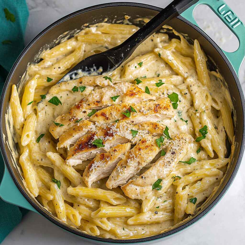 Creamy Garlic Parmesan Chicken Pasta Featured