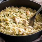 Creamy Parmesan Chicken and Rice in Rustic Pot