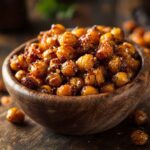 Crispy roasted chickpeas in bowl