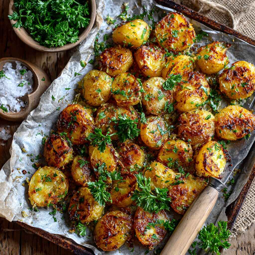 Garlic Ranch Roasted Potatoes fresh from the oven