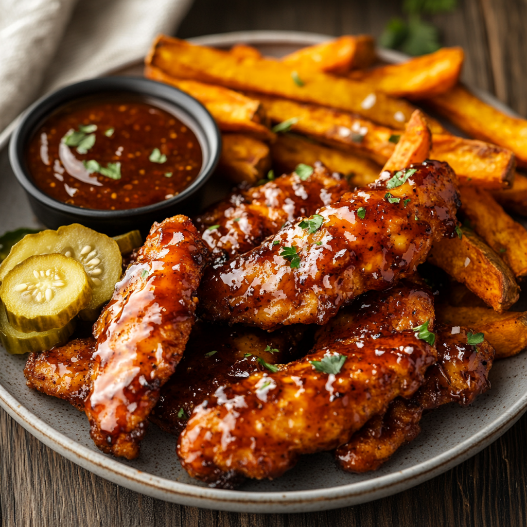 Hot Honey Chicken Tenders Served