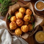 Keto Cheese Puffed Snacks in a Rustic Bowl