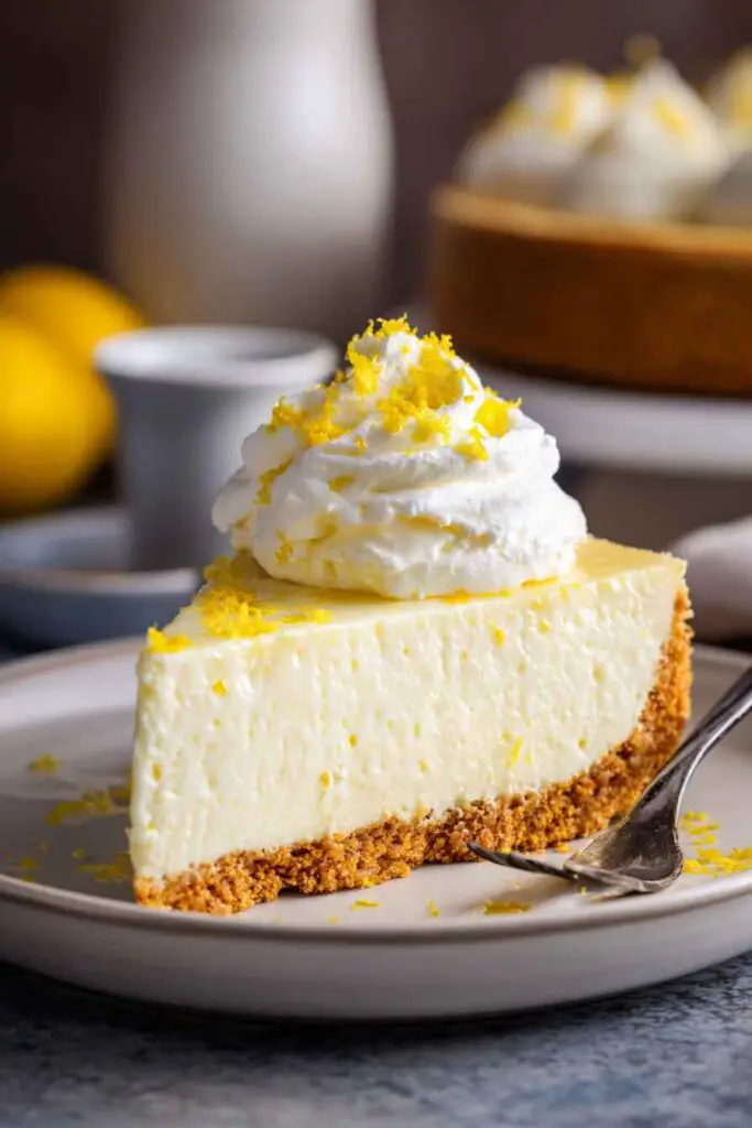 Keto No Bake Lemon Cheesecake Slice Served