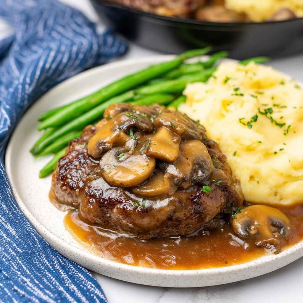 Hamburger Steak Recipe With Onion Mushroom Gravy V 2