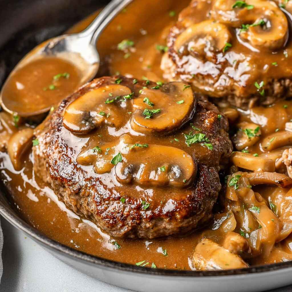 Hamburger Steak Recipe With Onion Mushroom Gravy