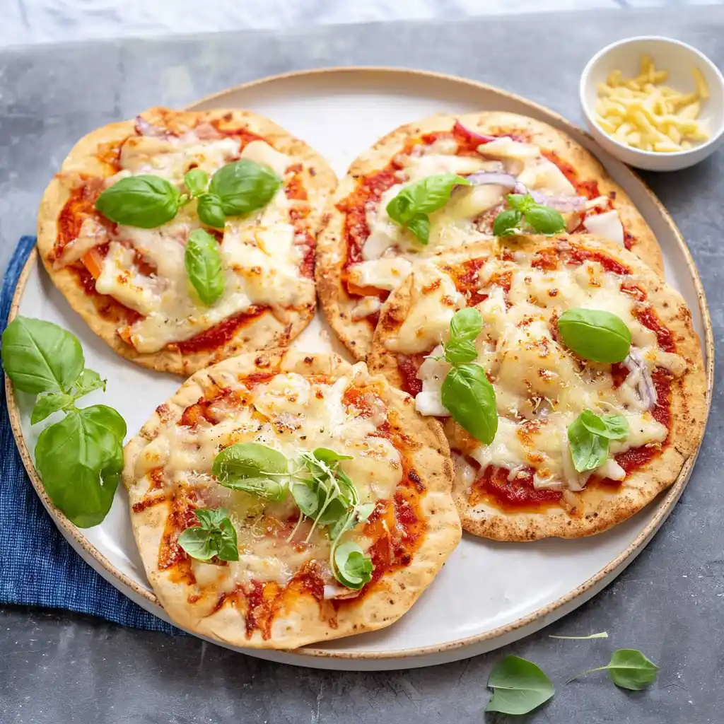 Delicious Pita Pizza topped with fresh ingredients