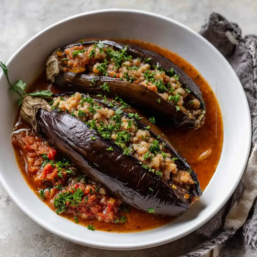 Delicious stuffed eggplant recipe with herbs and spices