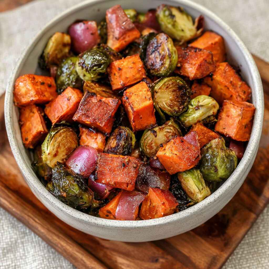 Air Fryer Brussels Sprouts And Sweet Potatoes