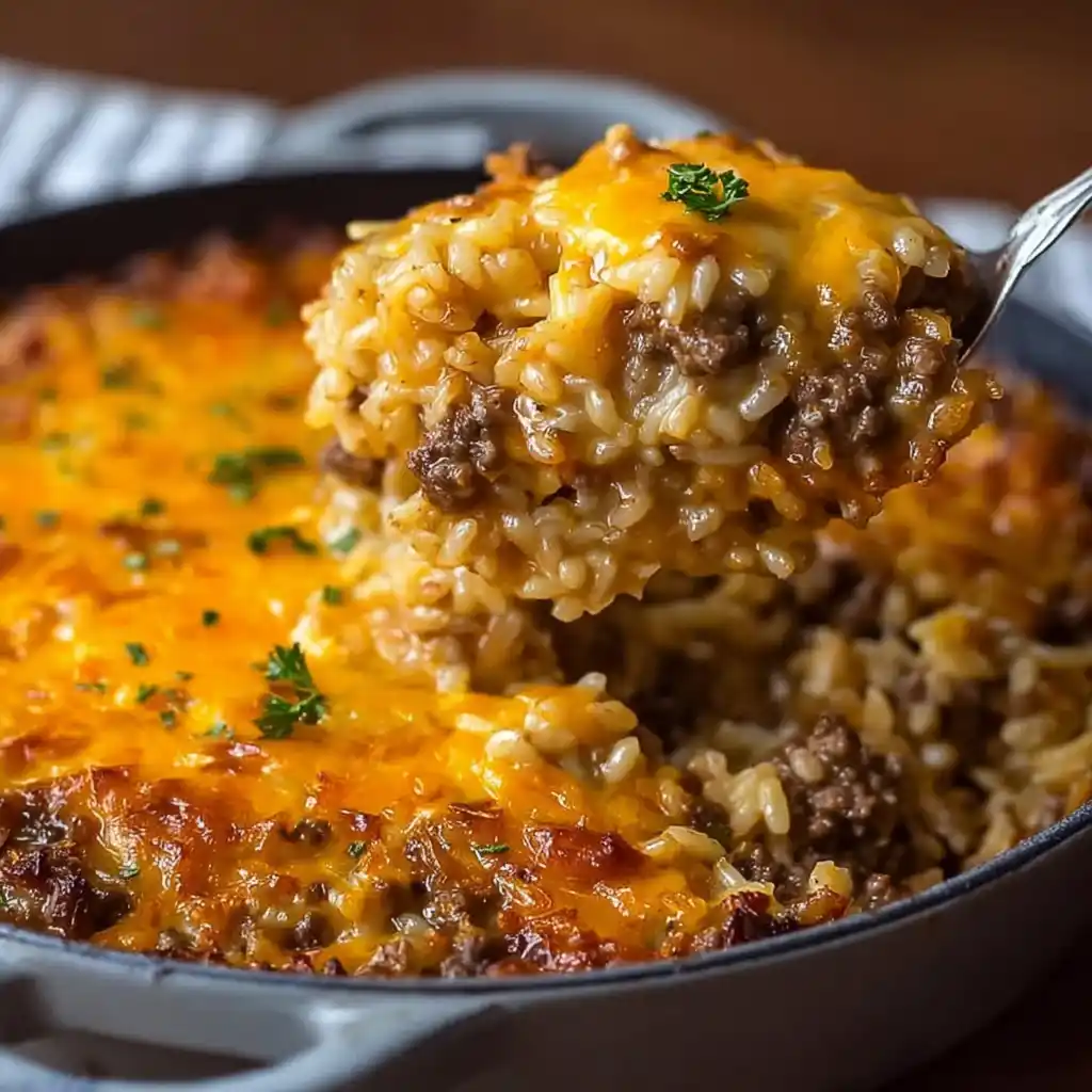 Cheesy Hamburger Rice Casserole