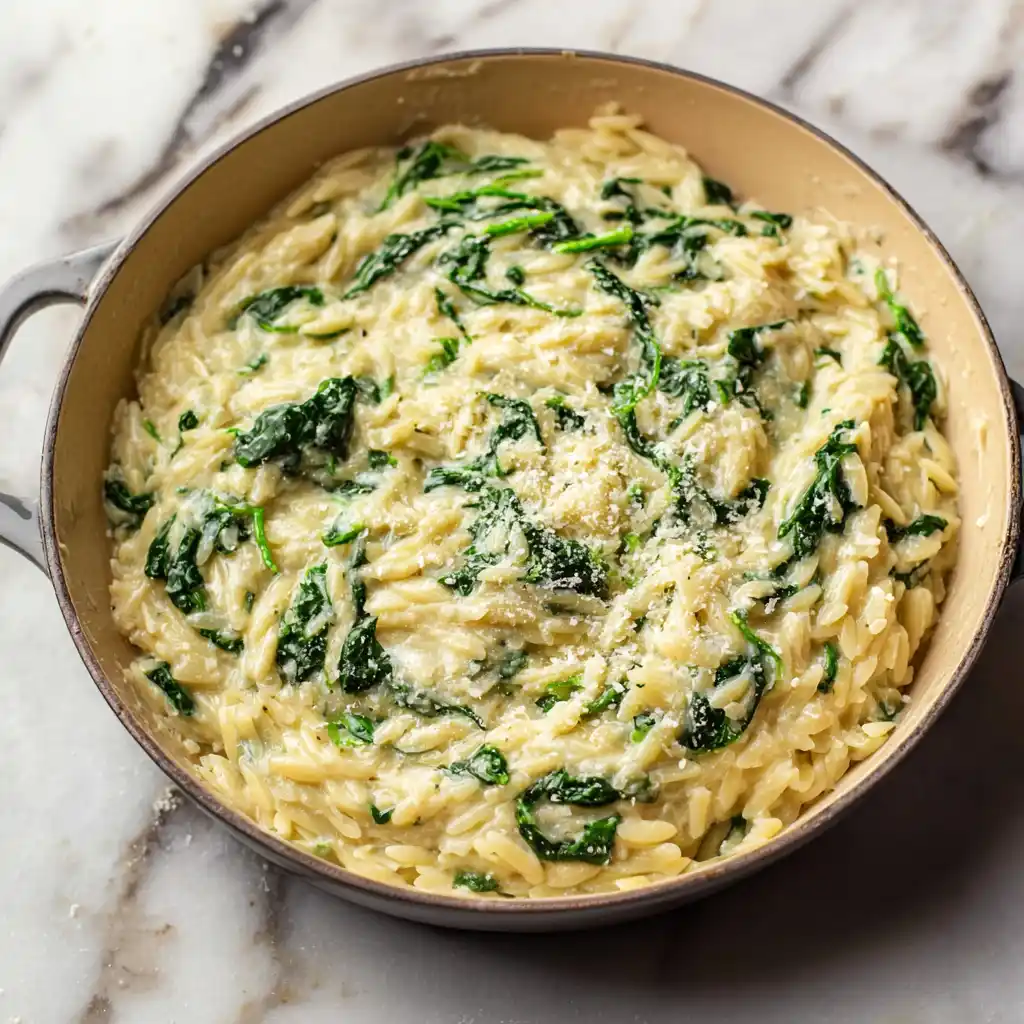 Creamy Garlic Spinach Orzo