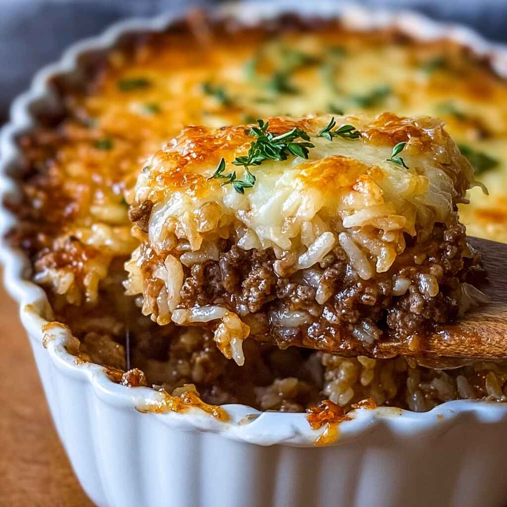 French Onion Ground Beef And Rice Casserole