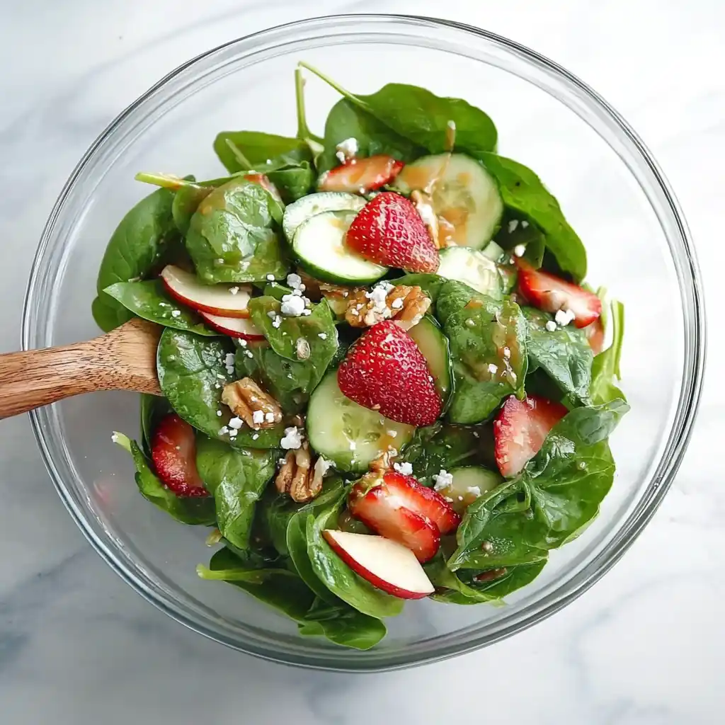 Strawberry Cucumber Spinach Salad With Apple Cider Vinaigrette