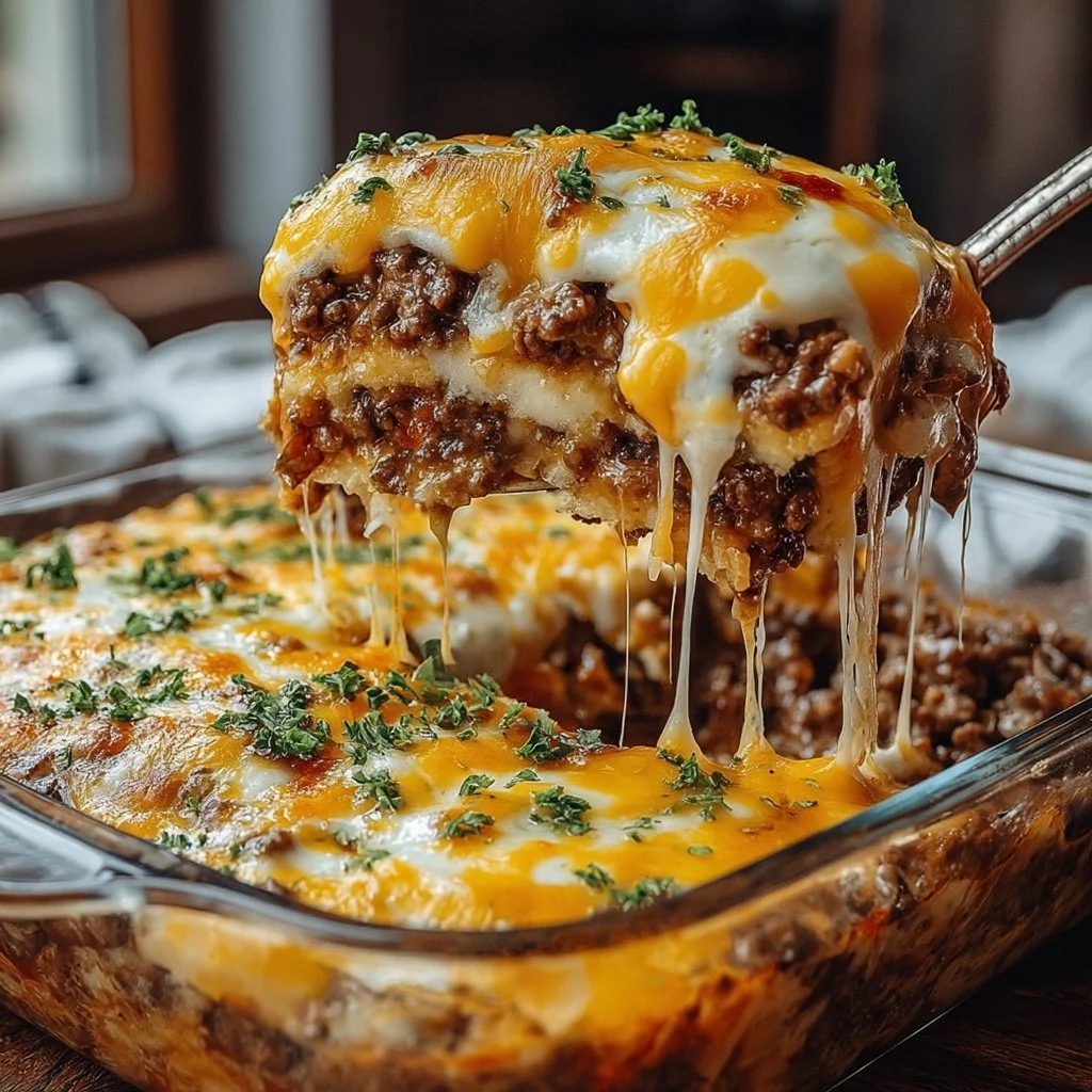 Delicious cattle drive casserole served in a rustic dish
