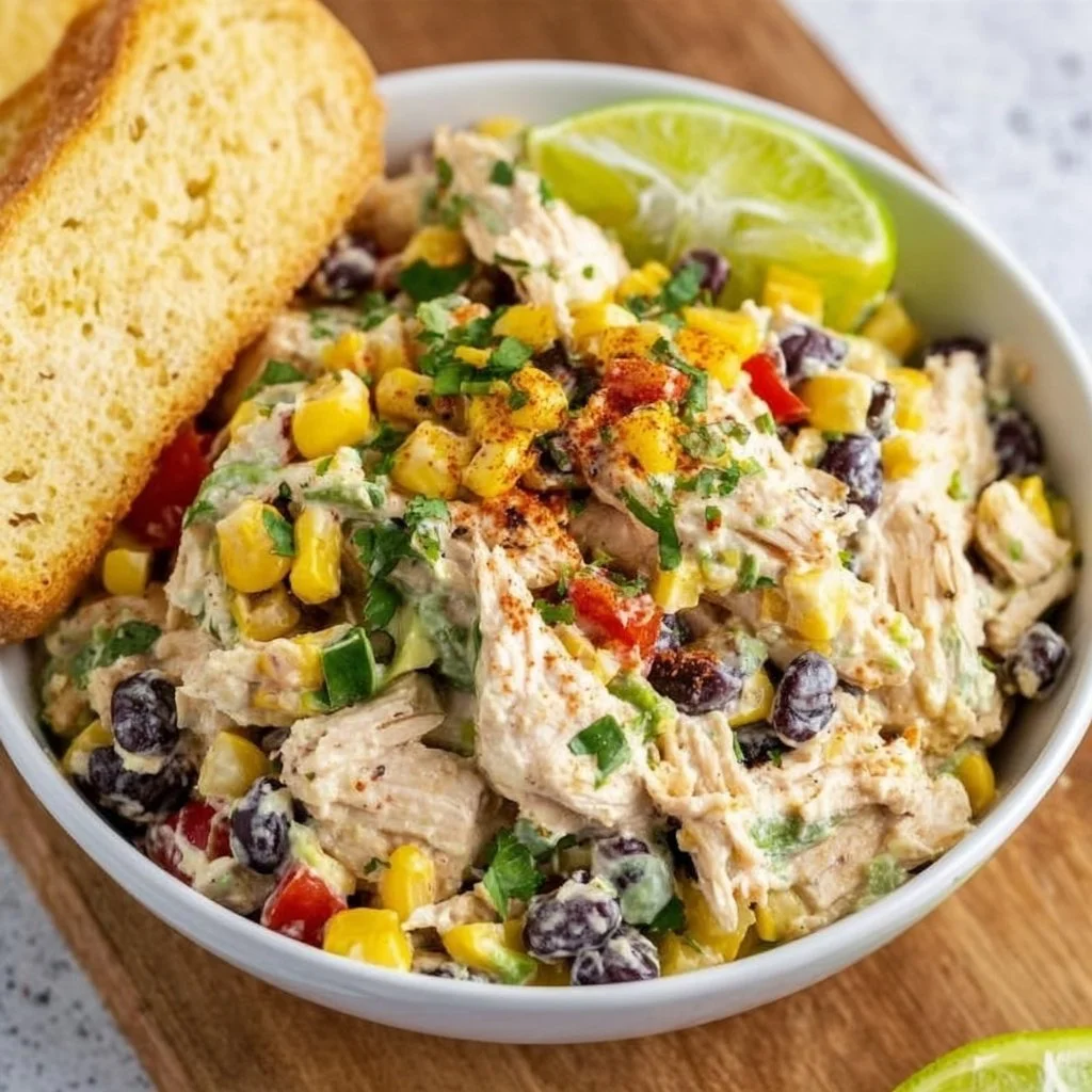Colorful Southwest Chicken Salad with grilled chicken and fresh ingredients
