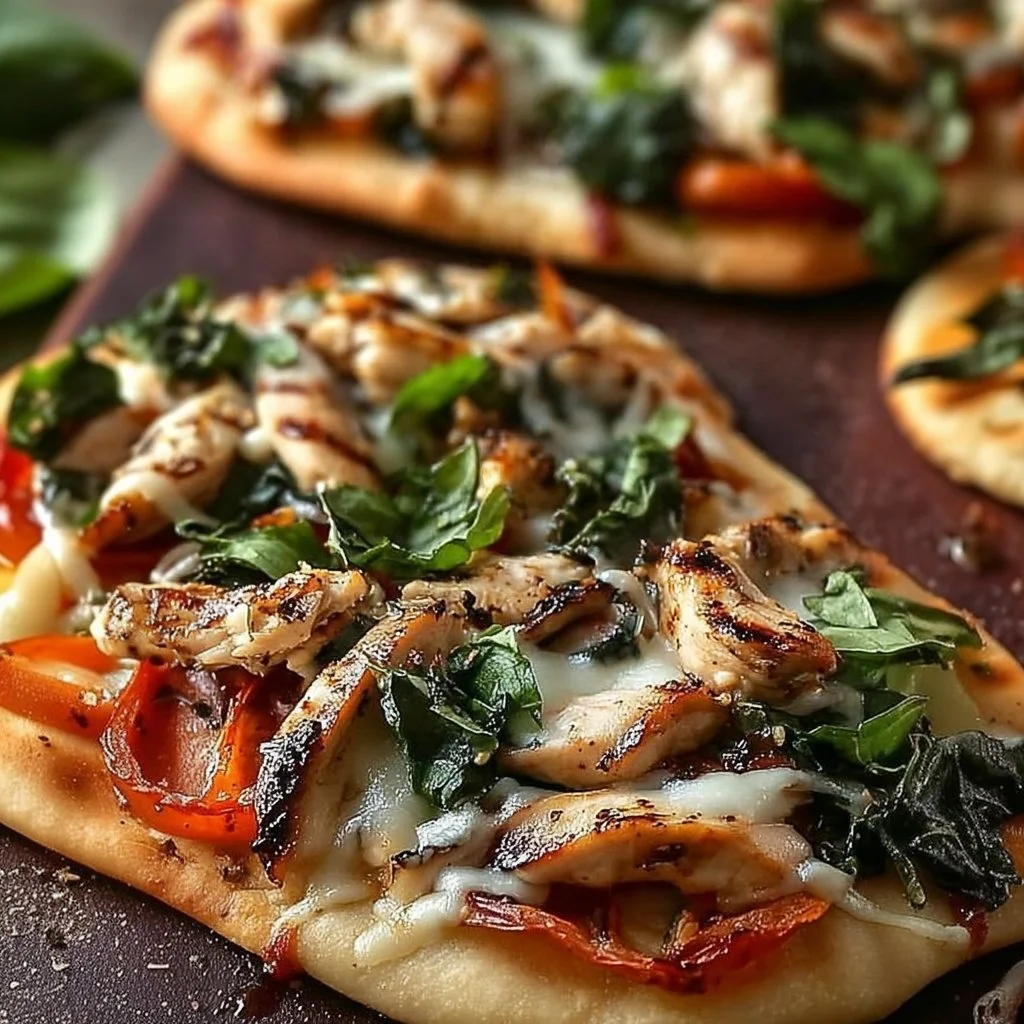 Tuscan-Inspired Pita Pizzas topped with fresh ingredients