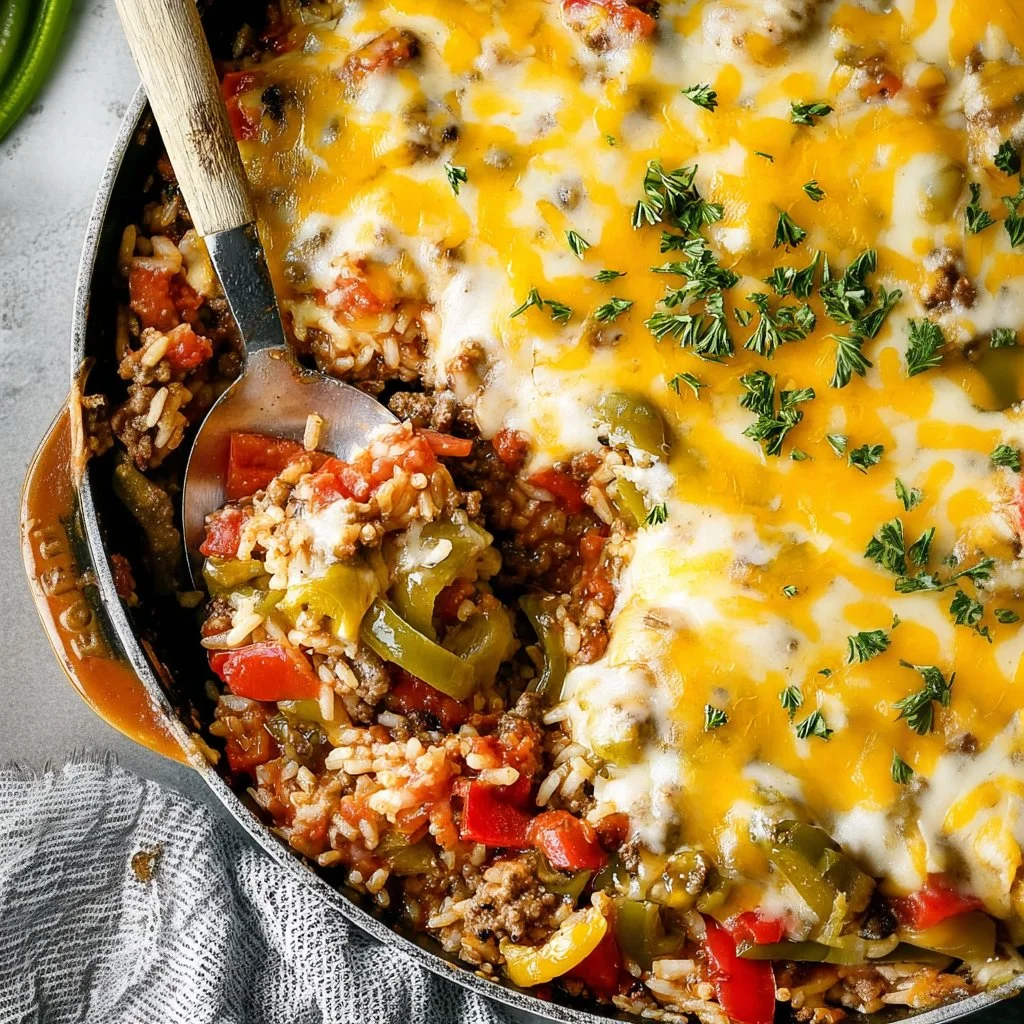 Delicious unstuffed bell peppers served in a cozy family setting