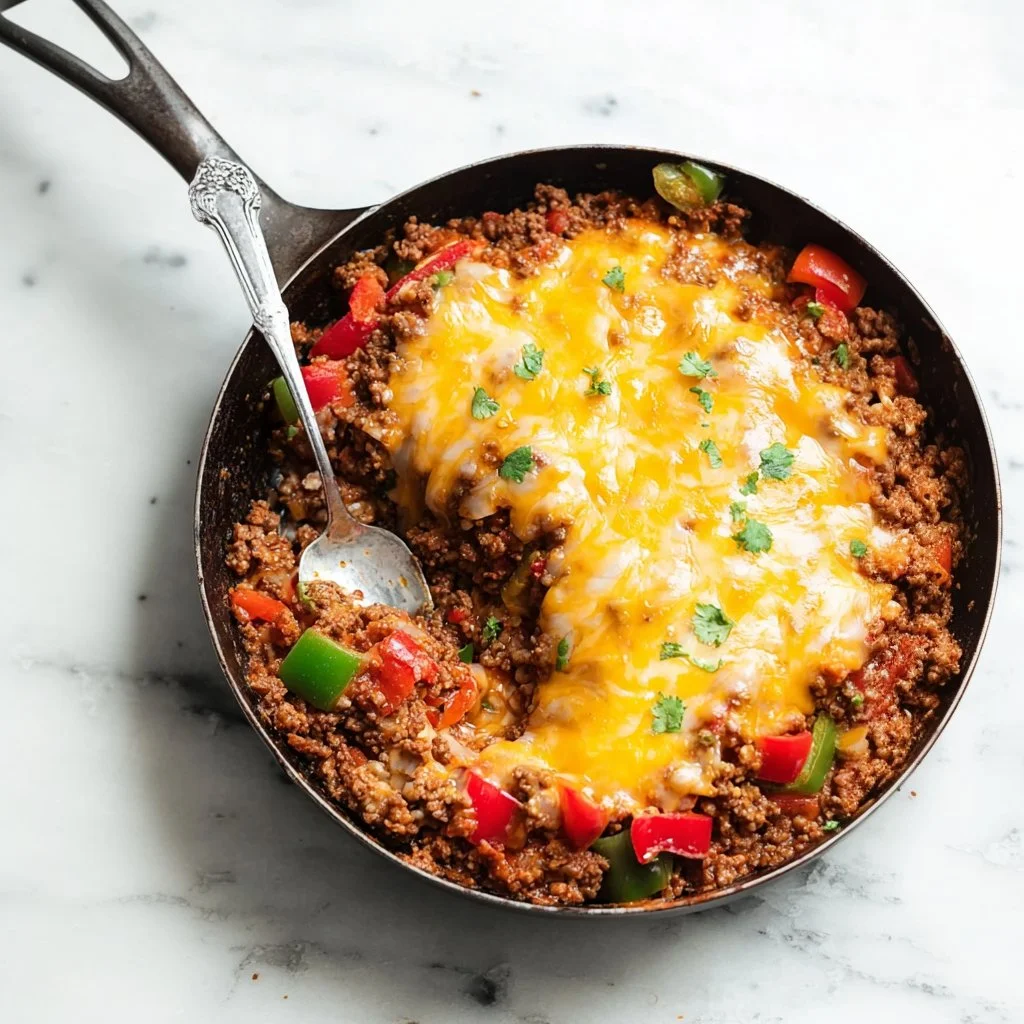 Delicious unstuffed peppers dish served in a bowl with fresh herbs