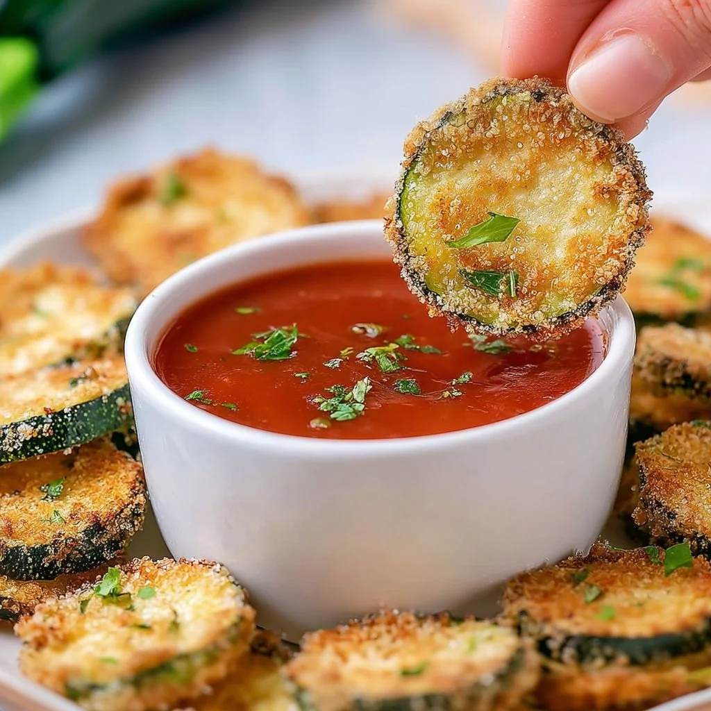 Bowl of crispy air fryer zucchini chips served as a healthy snack