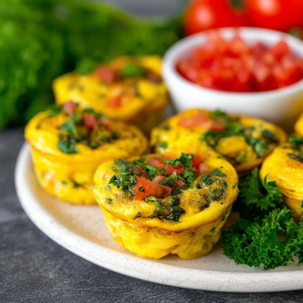 Healthy homemade breakfast egg muffins with vegetables and cheese
