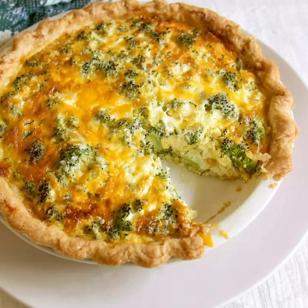 Savory broccoli quiche served on a plate, a healthy and delicious meal