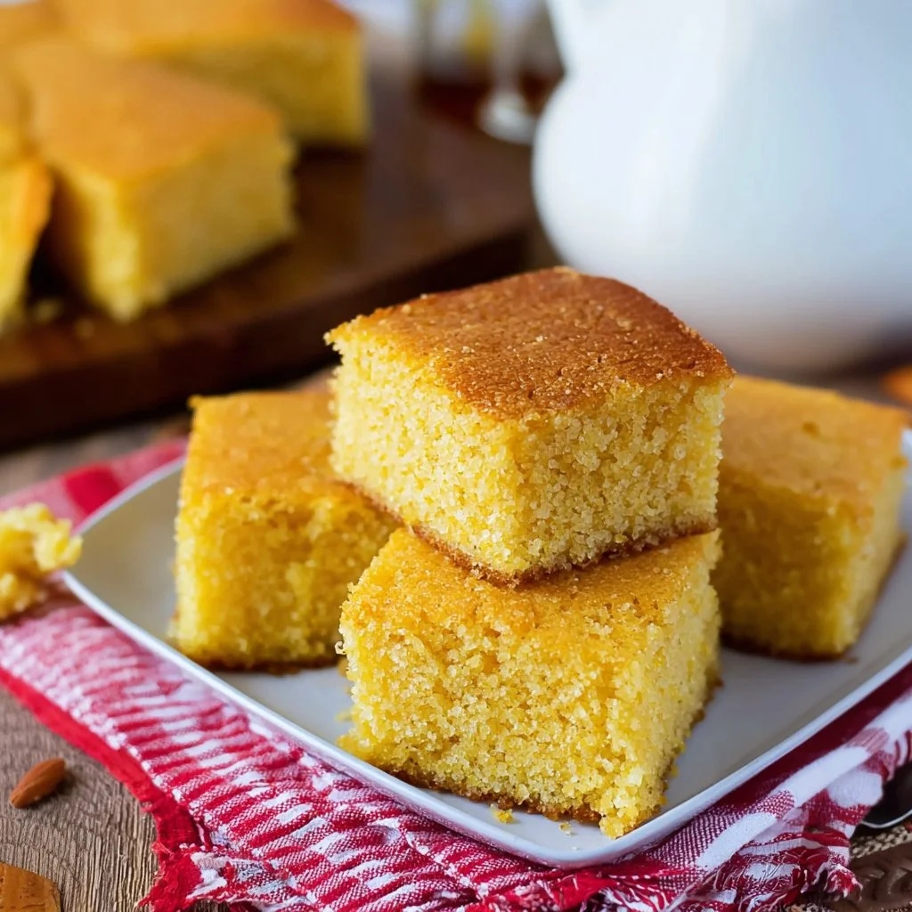Delicious buttermilk cornbread served warm with a buttery texture