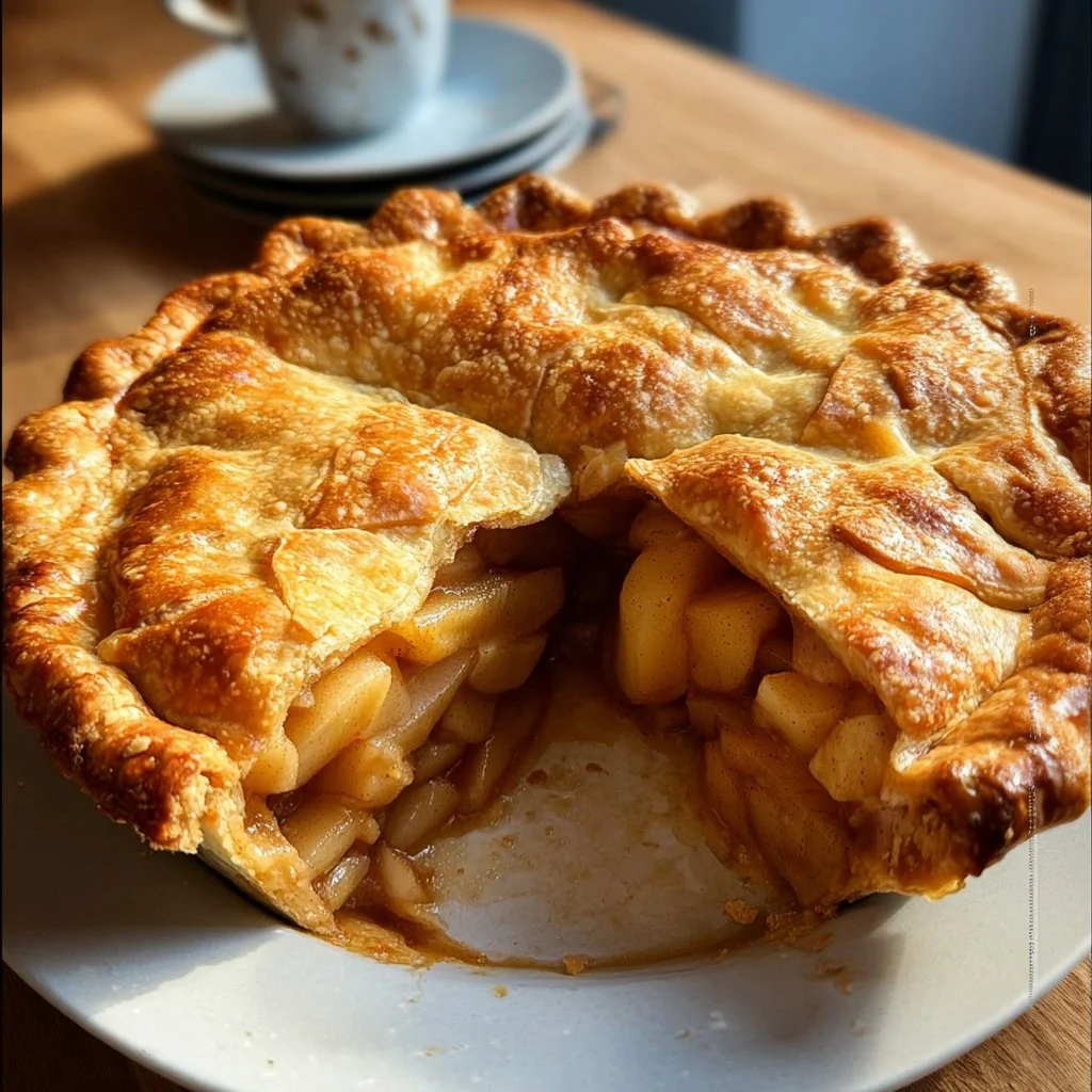 Chai Pear Pie fresh from the oven with spices and pears beautifully arranged