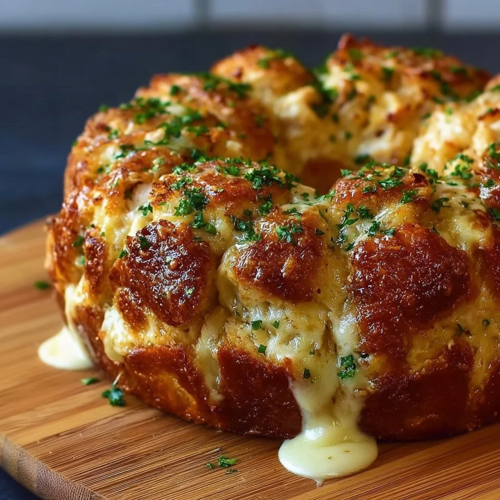 Delicious Chicken Alfredo Monkey Bread ready to be shared at a gathering