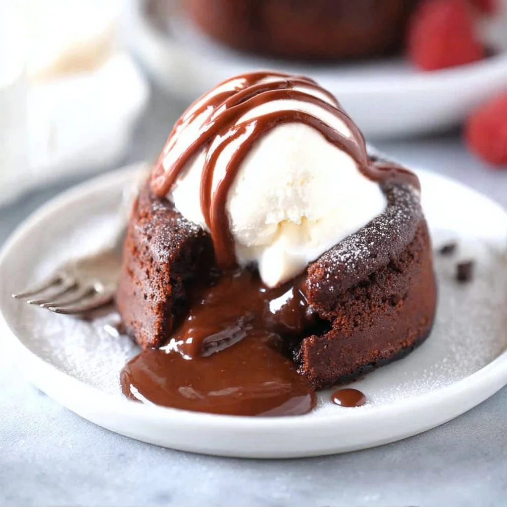 Delicious chocolate molten lava cakes with a gooey chocolate center