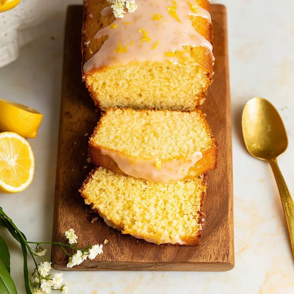 Easy blender lemon bread freshly baked and sliced