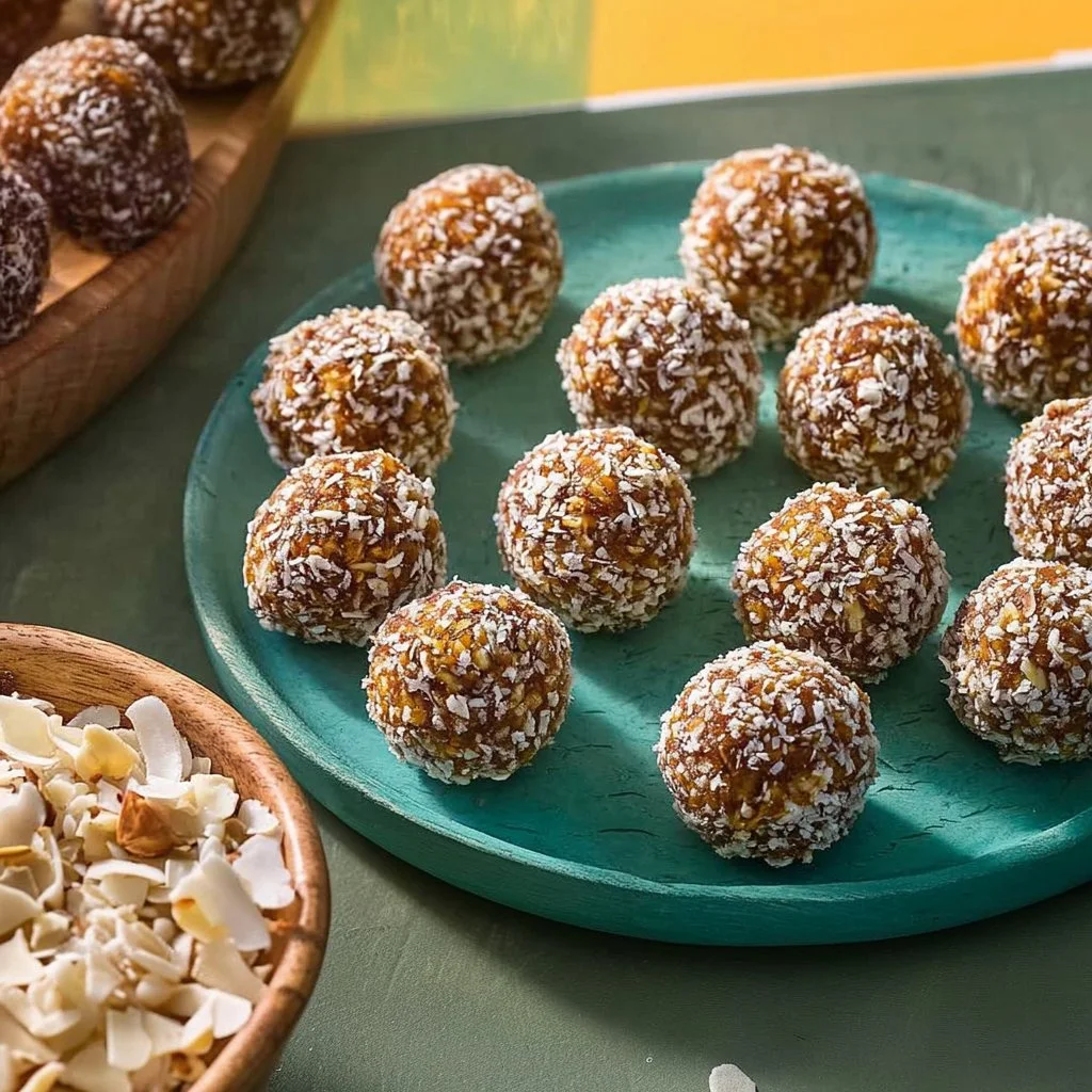 A variety of homemade energy balls on a wooden table, showcasing their nutritious ingredients.