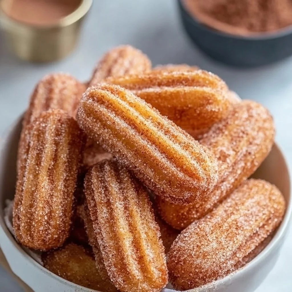 Healthy baked churro bites topped with cinnamon sugar.