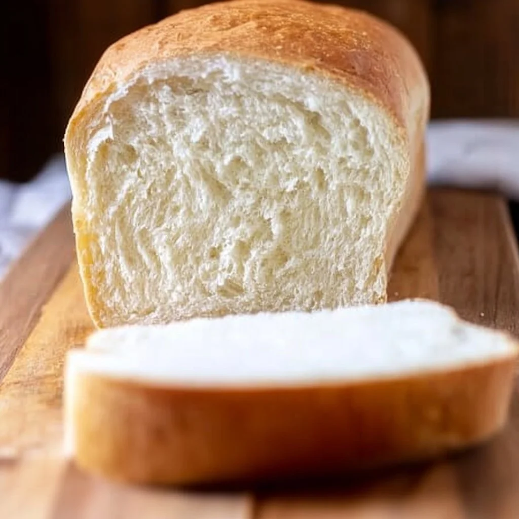Freshly baked homemade bread on a wooden table with a rustic background.