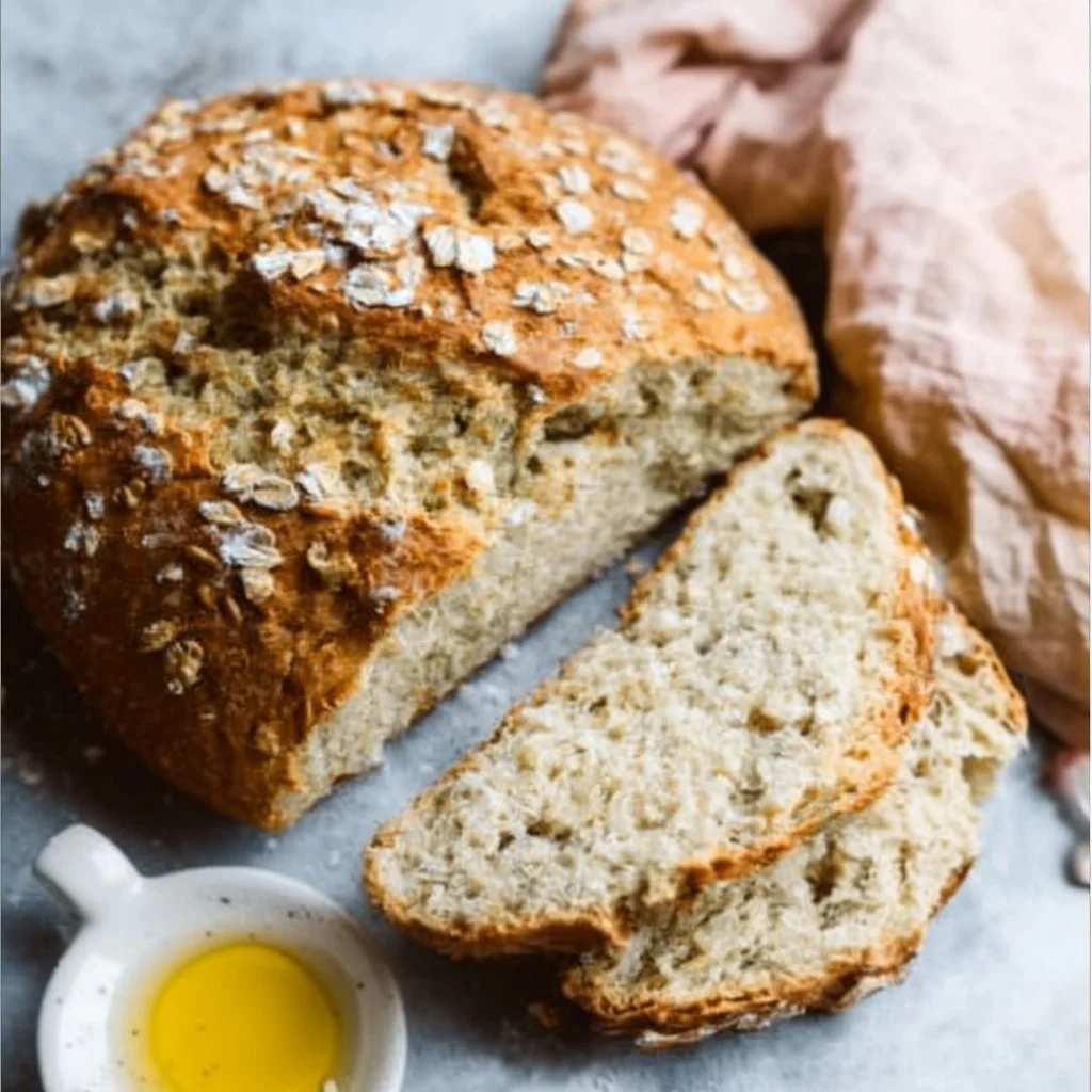 Freshly baked homemade no yeast soda bread loaf