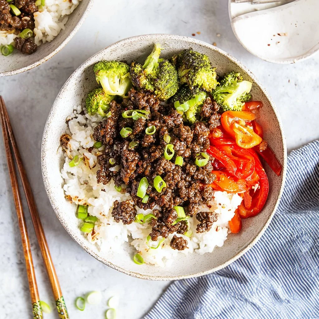 Delicious Korean Ground Beef bowls ready to enjoy on a busy day.